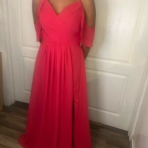 RYANTH Bridesmaid Dresses Women Formal‎ Evening Orange Satin V Neck Size 10 NWT